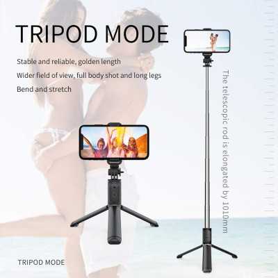 Selfie stick trepied Bluetooth cu telecomanda Q01, negru, S7 - 6