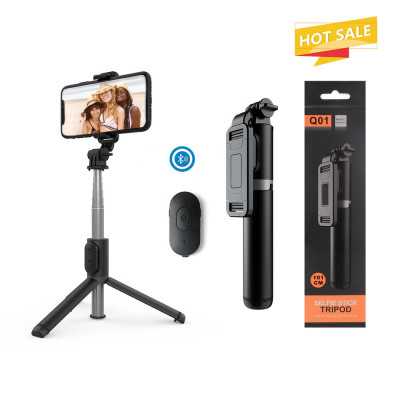 Selfie stick trepied Bluetooth cu telecomanda Q01, negru, S7 - 7