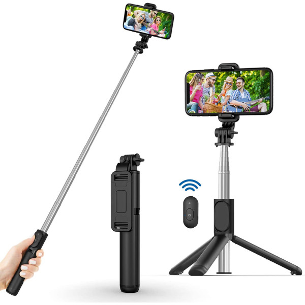 Selfie stick trepied Bluetooth cu telecomanda Q01, alb, S7