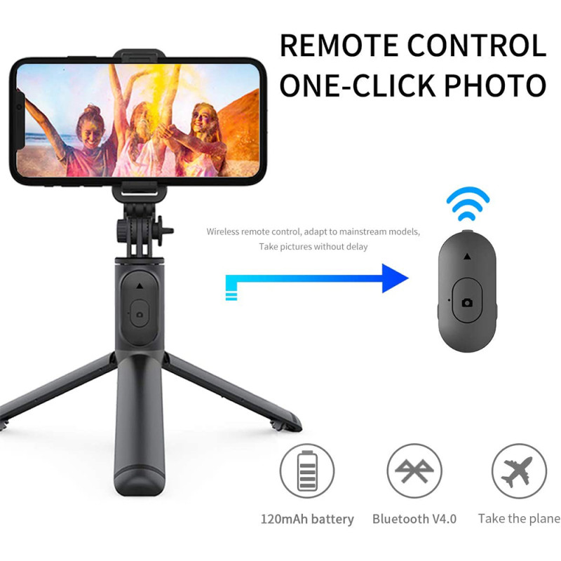 Selfie stick trepied Bluetooth cu telecomanda Q01, negru, S7 - 5