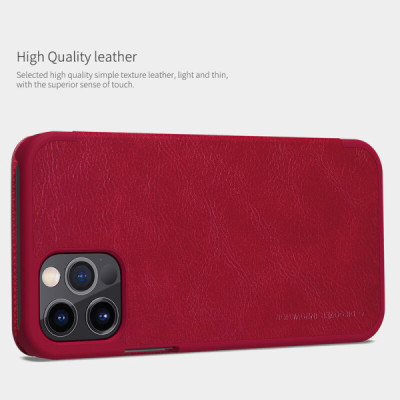 Husa pentru iPhone 12 Pro Max - Nillkin QIN Leather Case - Red - 5
