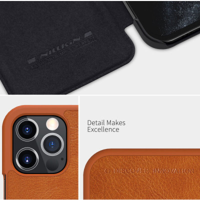 Husa pentru iPhone 12 Pro Max - Nillkin QIN Leather Case - Red - 11