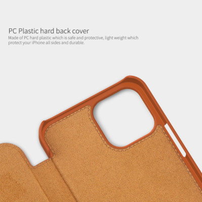 Husa pentru iPhone 12 Pro Max - Nillkin QIN Leather Case - Brown - 7