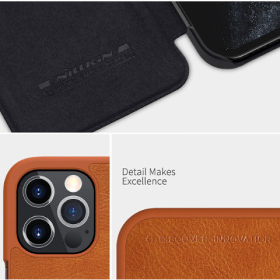 Husa pentru iPhone 12 Pro Max - Nillkin QIN Leather Case - Brown - 9