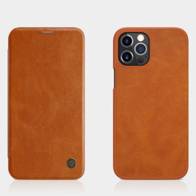Husa pentru iPhone 12 Pro Max - Nillkin QIN Leather Case - Brown - 11