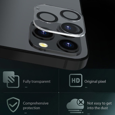 Folie pentru iPhone 12 Pro - Lito S+ Camera Glass Protector - Black/Transparent - 6