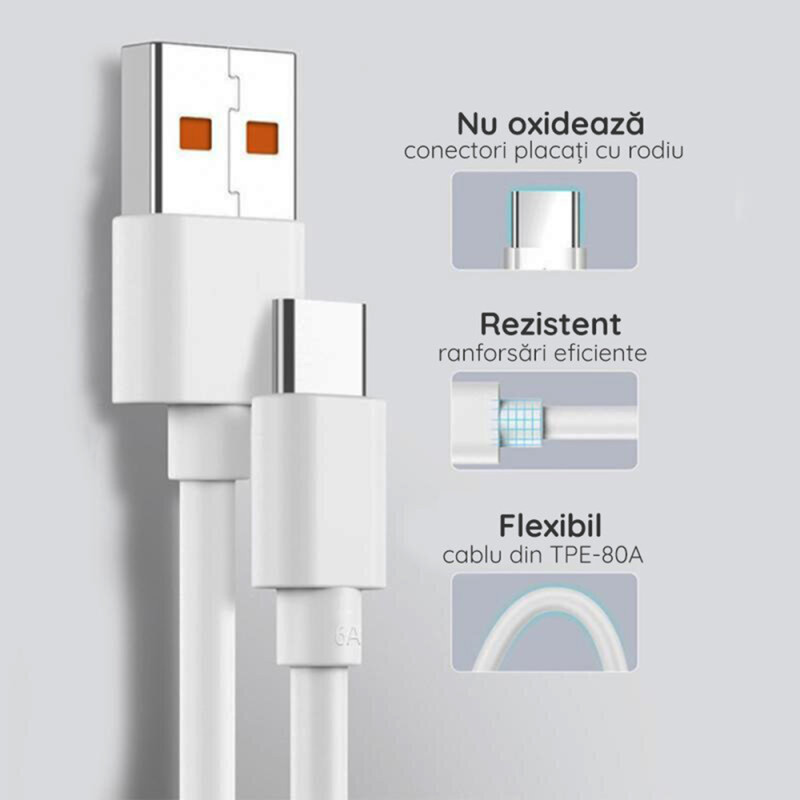Cablu de date Type-C Xiaomi Turbo Charge (Mi 11 Ultra) 6A, alb, bulk - 2