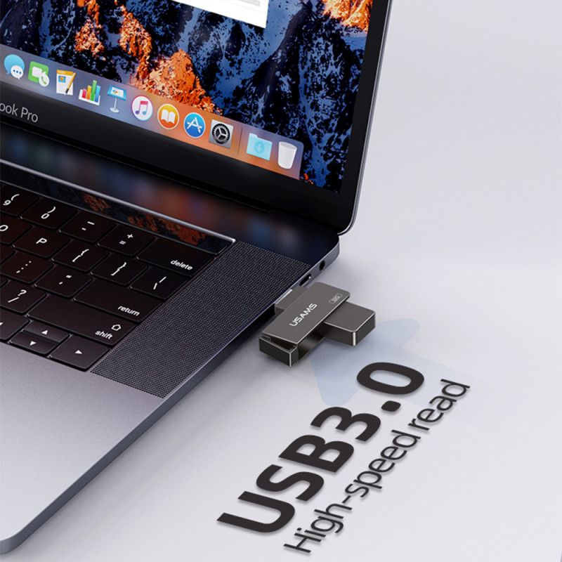 Stick de memorie USB 128GB USAMS flash drive, gri, US-ZB197 - 6