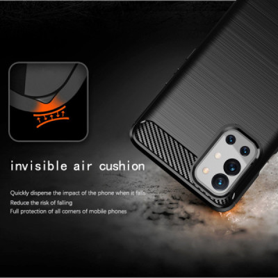 Husa pentru OnePlus 9R - Techsuit Carbon Silicone - Black - 3