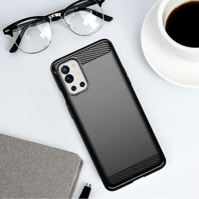 Husa pentru OnePlus 9R - Techsuit Carbon Silicone - Black - 4