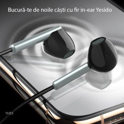 Casti Audio Stereo Jack cu Microfon, 1.2m - Yesido (YH23) - Black - 8
