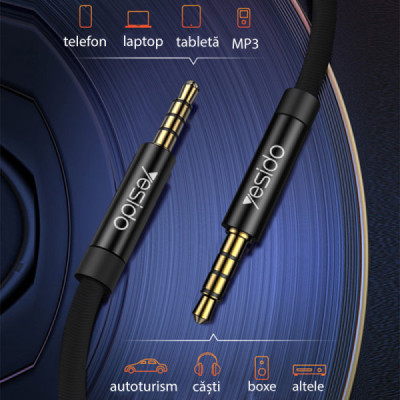 Cablu Audio Jack 3.5mm la Jack 3.5mm, 3m - Yesido (YAU16) - Black - 5