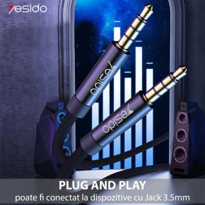Cablu Audio Jack 3.5mm la Jack 3.5mm, 3m - Yesido (YAU16) - Black - 6