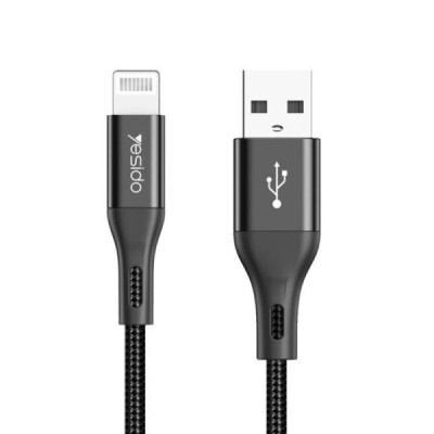 Cablu de Date USB la Lightning 3A, 1.2m - Yesido (CM10) - Black - 1