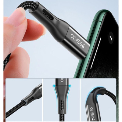 Cablu de Date USB la Lightning 3A, 1.2m - Yesido (CM10) - Black - 3