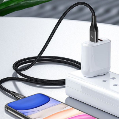 Cablu de Date USB la Lightning 3A, 1.2m - Yesido (CM10) - Black - 6