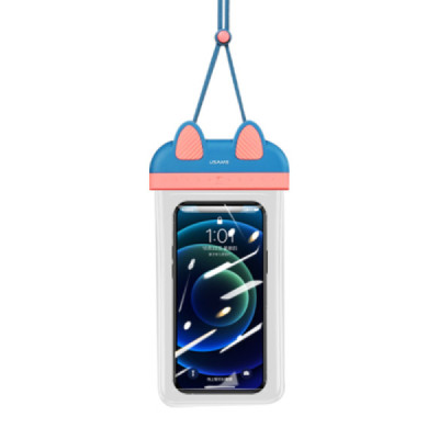 Husa Waterproof pentru Telefon 7 inch - Usams Bag (US-YD010) - Blue/Pink - 1