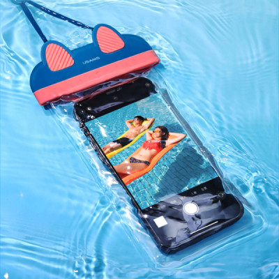 Husa Waterproof pentru Telefon 7 inch - Usams Bag (US-YD010) - Blue/Pink - 4