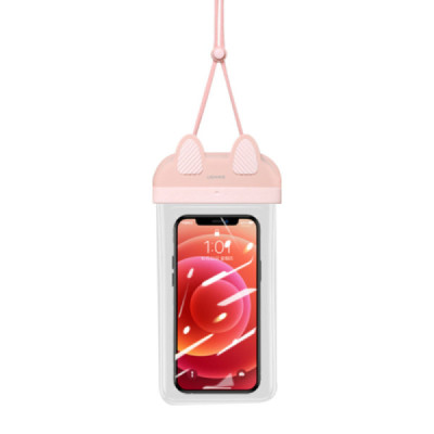 Husa Waterproof pentru Telefon 7 inch - Usams Bag (US-YD010) - White/Rose - 1