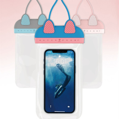 Husa Waterproof pentru Telefon 7 inch - Usams Bag (US-YD010) - Turquoise/Gray - 3