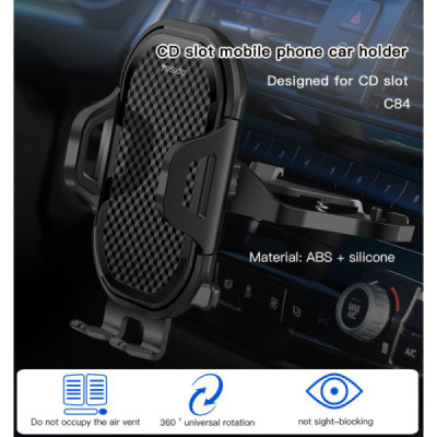 Suport Auto pentru Telefon cu Prindere in CD Player - Yesido (C84) - Black - 5