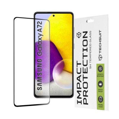 Folie pentru Samsung Galaxy A72 4G / A72 5G - Techsuit 111D Full Cover / Full Glue Glass - Black - 1