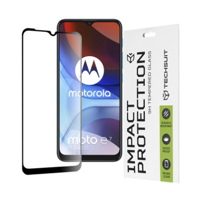 Folie pentru Motorola Moto E7 Power / Moto E7i Power - Techsuit 111D Full Cover / Full Glue Glass - Black - 1