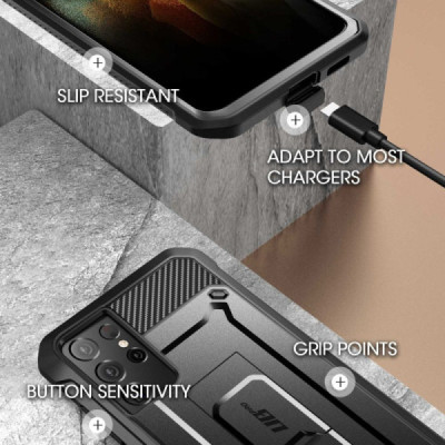 Husa pentru Samsung Galaxy S21 Ultra 5G - Supcase Unicorn Beetle Pro - Black - 6
