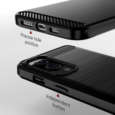 Husa pentru OnePlus Nord 2 5G - Techsuit Carbon Silicone - Black - 5