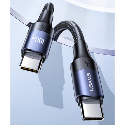 Cablu de Date Type-C la Type-C 100W, PD, Fast Charge, 1.2m - Usams U71 (US-SJ524) - Black - 3