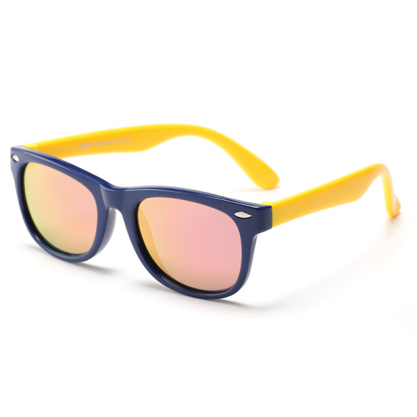 Ochelari de soare polarizati (D802) pentru copii, protectie UV, Techsuit - Galben  Albastru inchis