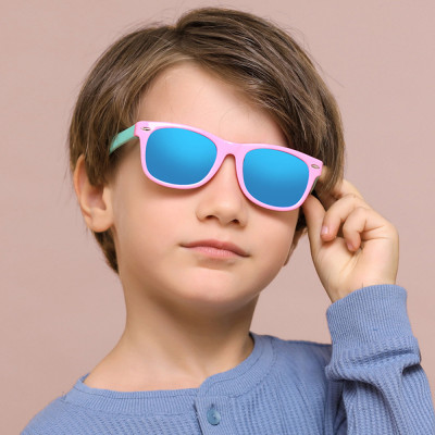 Ochelari de soare polarizati (D802) pentru copii, protectie UV, Techsuit - Galben  Albastru inchis - 2
