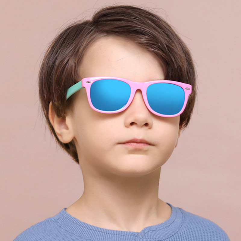 Ochelari de soare polarizati (D802) pentru copii, protectie UV, Techsuit - Galben  Albastru inchis - 3
