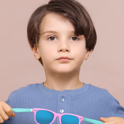 Ochelari de soare polarizati (D802) pentru copii, protectie UV, Techsuit - Galben  Albastru inchis - 4