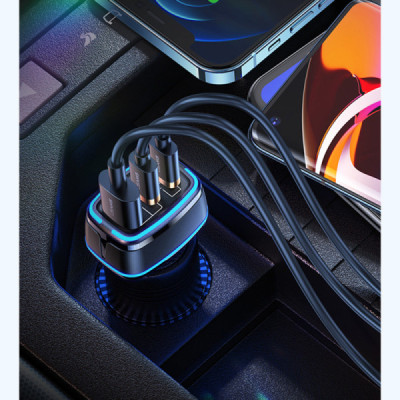 Incarcator Auto 2x Type-C, USB, 105W, 4A - Usams C24 (US-CC141) - Black - 5