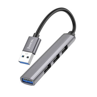 Hub USB 3.0 la 3 x USB 2.0, USB 3.0 Hoco HB26, gri - 1