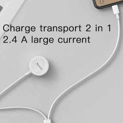 Incarcator wireless cu cablu USB la Apple Watch, Lightning, 2.4A, 1.2m - Yesido (CA70) - White - 5