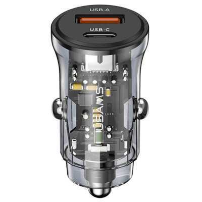 Incarcator auto USAMS C32 30W, negru, US-CC164 C32 - 1