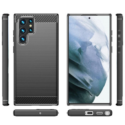 Husa pentru Samsung Galaxy S22 Ultra 5G - Techsuit Carbon Silicone - Black - 3