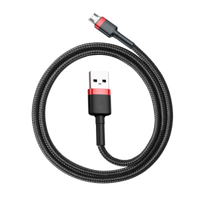 Cablu de date Micro-USB Baseus, 1.5A, 2m, negru-rosu, CAMKLF-C91 - 2