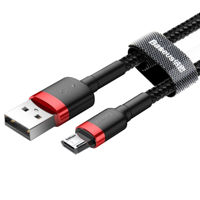 Cablu de date Micro-USB Baseus, 1.5A, 2m, negru-rosu, CAMKLF-C91 - 4