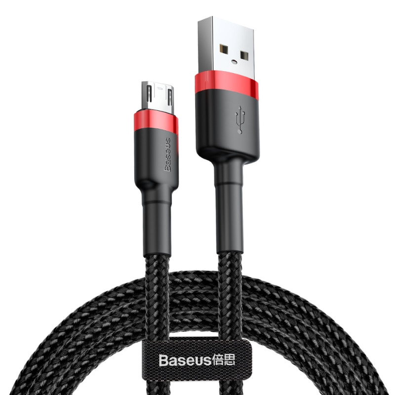 Cablu de date Micro-USB Baseus, 1.5A, 2m, negru-rosu, CAMKLF-C91 - 7
