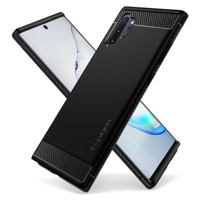 Husa pentru Samsung Galaxy Note 10 Plus 4G / Note 10 Plus 5G - Spigen Rugged Armor - Black - 3