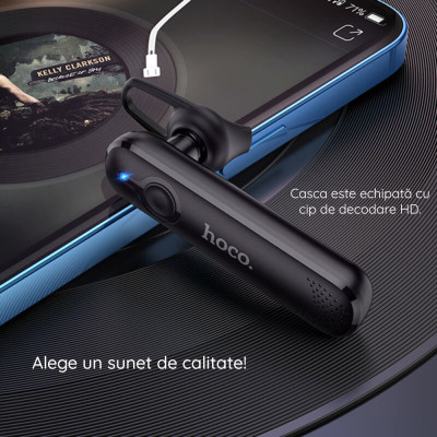 Casca Handsfree Bluetooth HOCO E63, cu volum reglabil si prindere rotativa, Alb - 4
