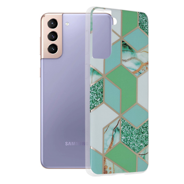 Husa pentru Samsung Galaxy S21 Plus 5G - Techsuit Marble Series - Green Hex