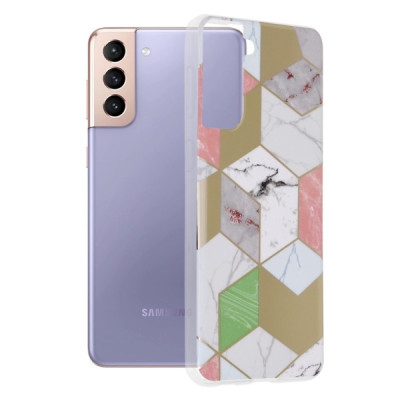 Husa pentru Samsung Galaxy S21 Plus 5G - Techsuit Marble Series - Purple Hex - 1