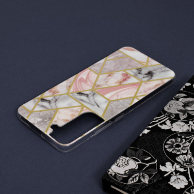 Husa pentru Samsung Galaxy S22 Plus 5G - Techsuit Marble Series - Pink Hex - 5