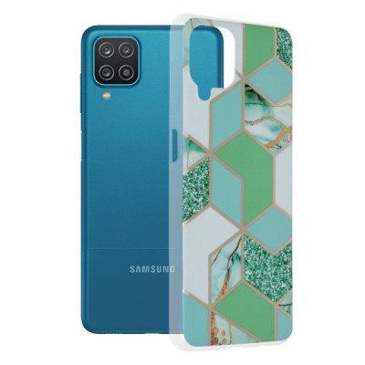 Husa pentru Samsung Galaxy A12 / A12 Nacho - Techsuit Marble Series - Green Hex - 1