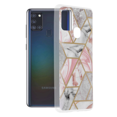 Husa pentru Samsung Galaxy A21s - Techsuit Marble Series - Pink Hex - 1