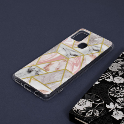 Husa pentru Samsung Galaxy A21s - Techsuit Marble Series - Pink Hex - 4